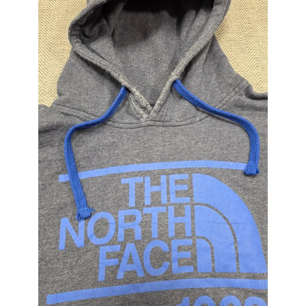 The North Face Mens XL Heather Navy Blue Graphic Logo Pullover Hoodie Since 1968